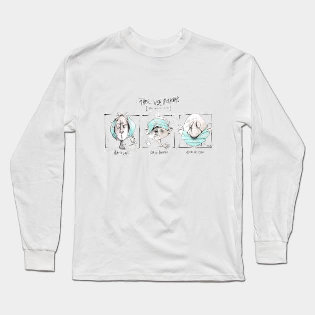 Three  Wise Monkeys Long Sleeve T-Shirt by IAN TOVEY ILLUSTRATOR